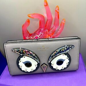 Kate Spade Gray Owl Wallet Like New